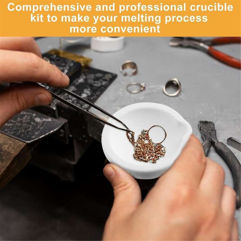 Ceramic Crucible Bowl, 4 Pcs 250g Quartz Melting Dishes Pot for Melting Casting Refining Gold Silver