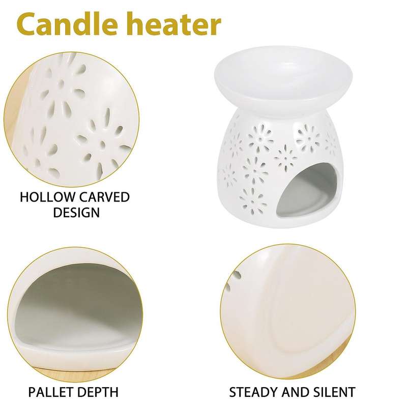 Ceramic Candle Holder Oil Burner, Essential Oil Diffuser Furnace White 2 - Pattern