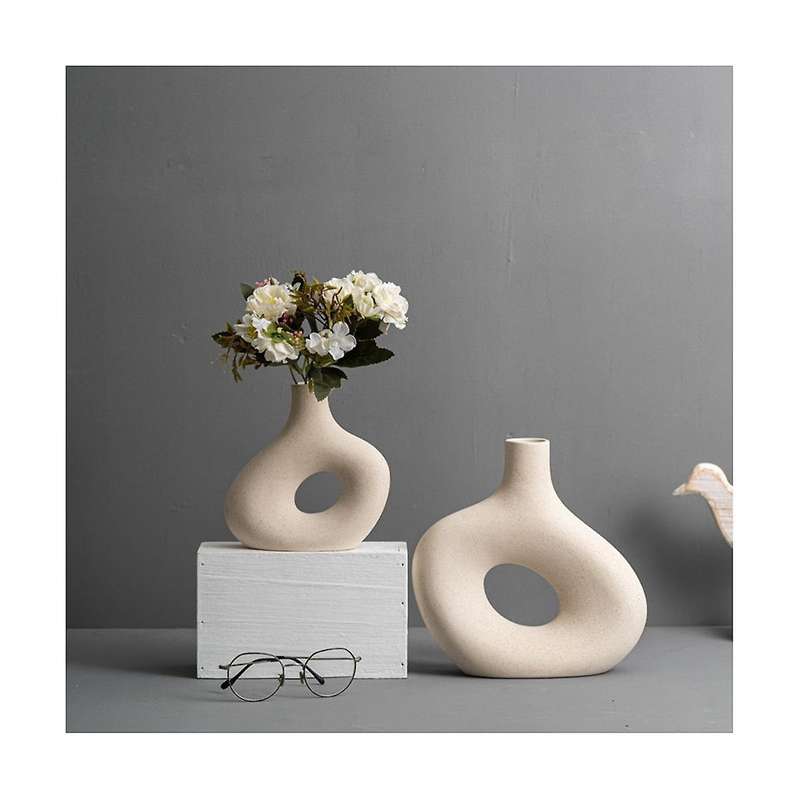 Ceramic Flower Vase for Decor, Boho Decor Vase for Wedding Dining Living Room Shelf Decor S