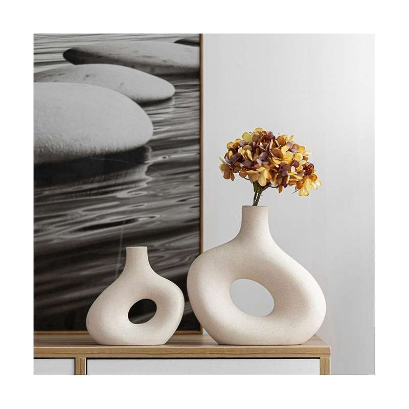 Ceramic Flower Vase for Decor, Boho Decor Vase for Wedding Dining Living Room Shelf Decor S