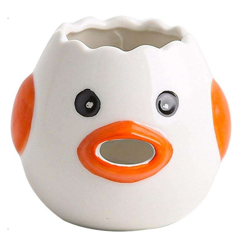 Ceramic Egg White Protein Separator Household Egg Yolk Filter Easy to Clean,Orange