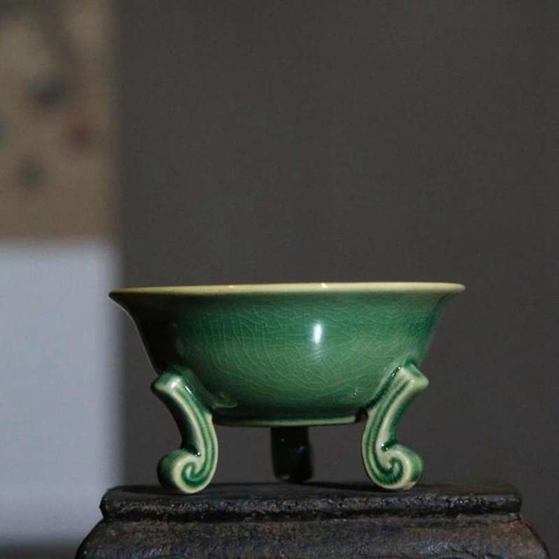 Ceramic Flower Bonsai Pot Chinese Style Simple Succulent Flower Pot with Hole Antique Flower Pot for
