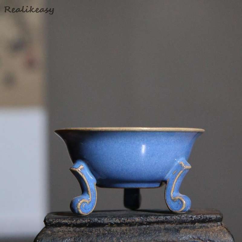 Ceramic Flower Bonsai Pot Chinese Style Simple Succulent Flower Pot with Hole Antique Flower Pot for