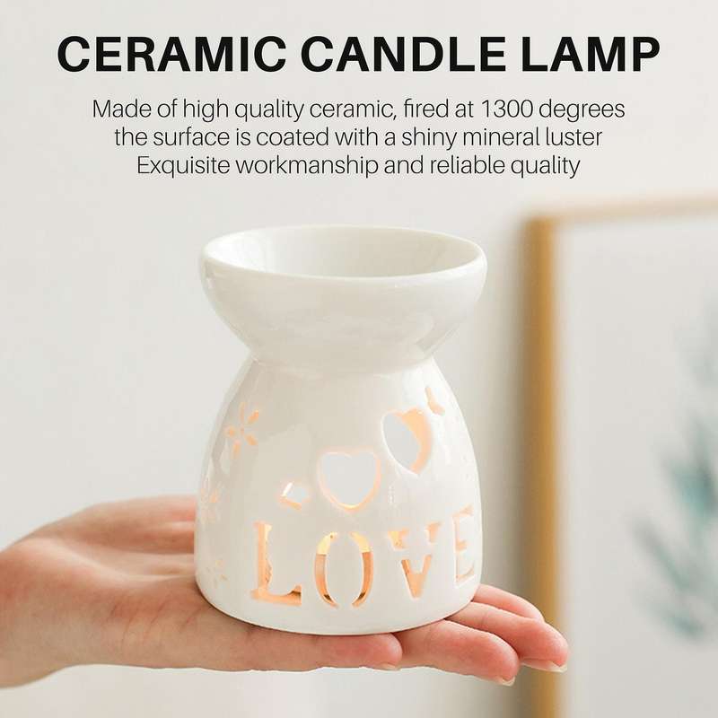 Ceramic Diffuser Candle Burner Ceramic Burning Essential Oils Diffusers Aromatic Lamp -love