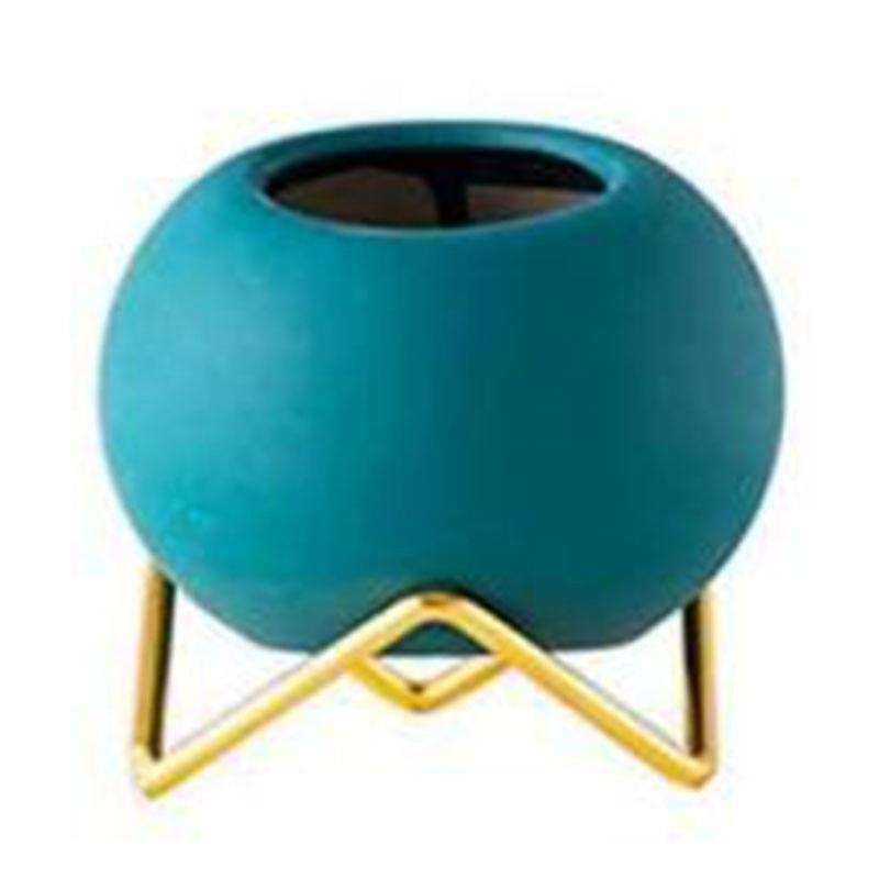 Ceramic Flower Pots and Planters with Gold Metal Stand 4 Inch Coloful Cactus Succulents Potted Indoo