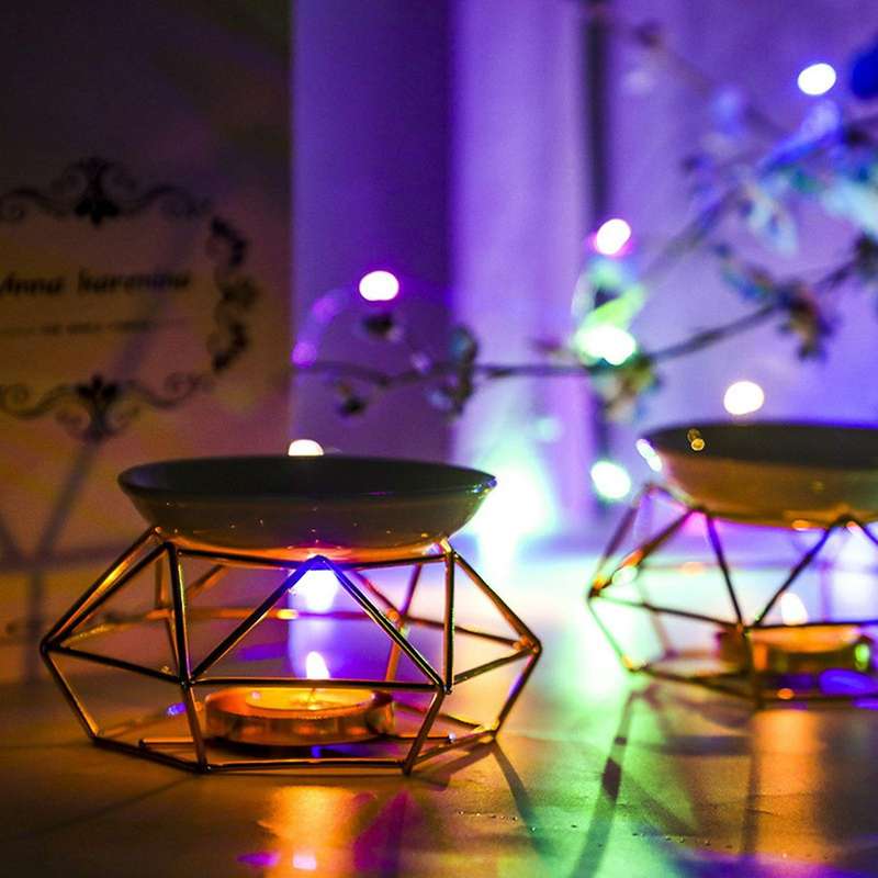 Ceramic Fragrance Lamp Essential Oil Burner Metal Burner for Essential Oils Wax Melt Burner with Ro