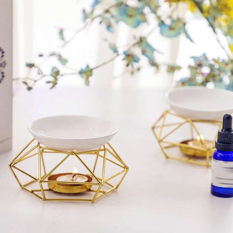 Ceramic Fragrance Lamp Essential Oil Burner Metal Burner for Essential Oils Wax Melt Burner with Ro