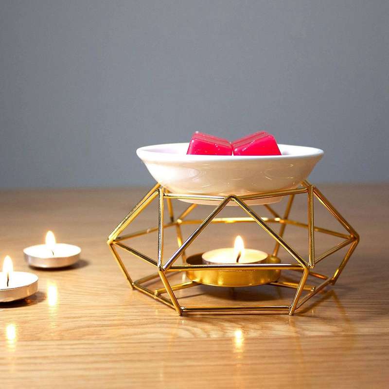 Ceramic Fragrance Lamp Essential Oil Burner Metal Burner for Essential Oils Wax Melt Burner with Ro