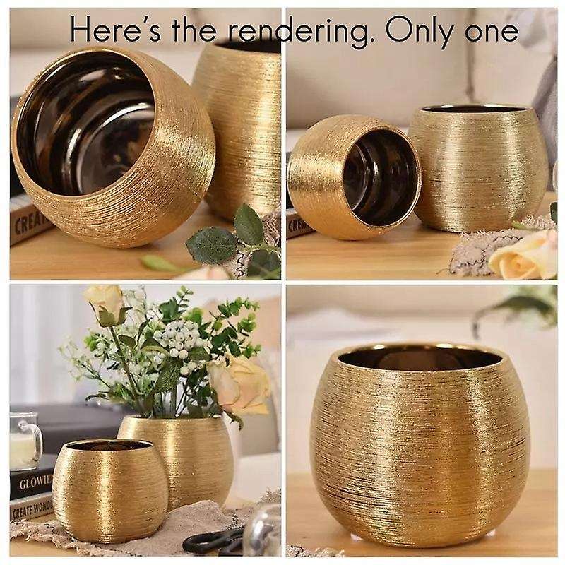 Ceramic Plant Pot Planter Unique Gold-plated Flower Pot Succulent Flowerpot Flower Vase Plant Pot