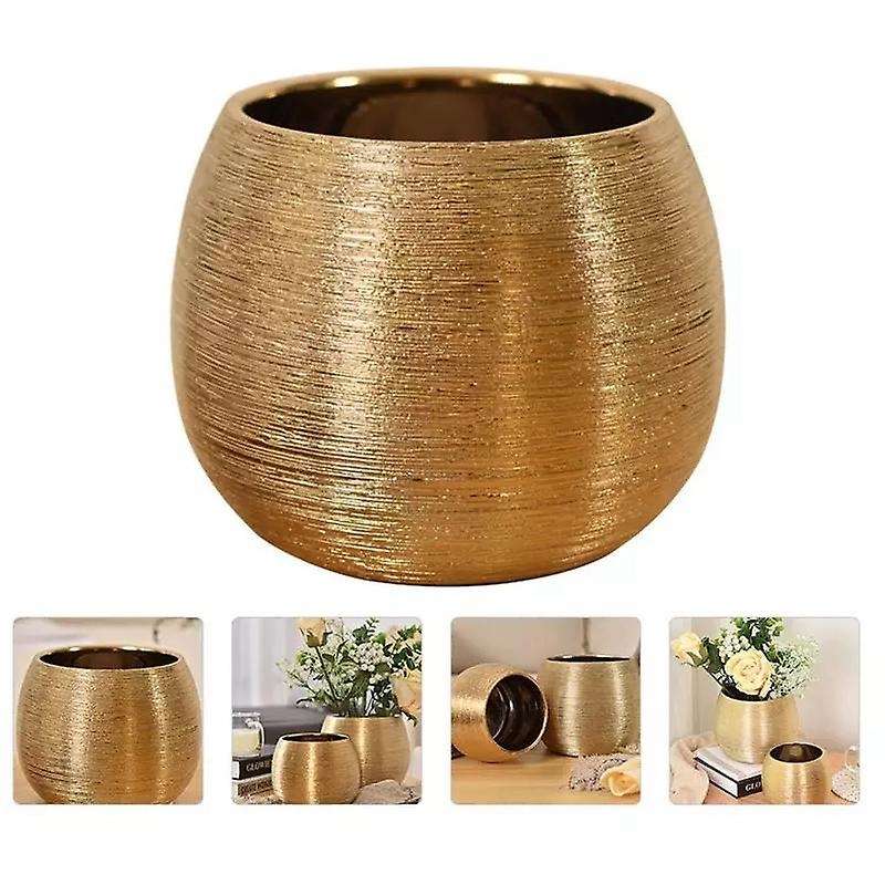 Ceramic Plant Pot Planter Unique Gold-plated Flower Pot Succulent Flowerpot Flower Vase Plant Pot