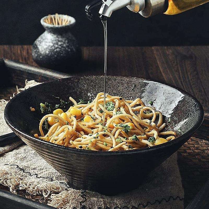Ceramic Japanese Ramen Soup Bowl with Matching Spoon and Chopsticks, Suitable for , , Size