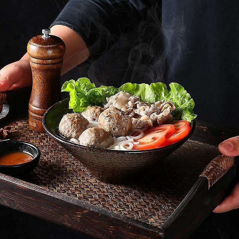 Ceramic Japanese Ramen Soup Bowl with Matching Spoon and Chopsticks, Suitable for , , Size