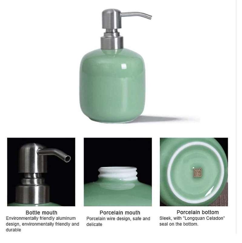 Ceramic Soap Dispenser with Aluminum Alloy Pump 15 Oz Hand Soap Dispenser Refillable Bottle for Bath