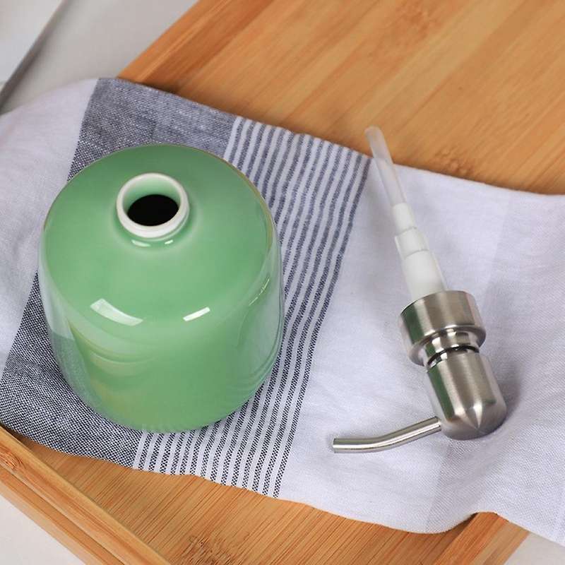 Ceramic Soap Dispenser with Aluminum Alloy Pump 15 Oz Hand Soap Dispenser Refillable Bottle for Bath