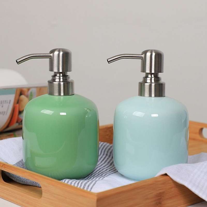 Ceramic Soap Dispenser with Aluminum Alloy Pump 15 Oz Hand Soap Dispenser Refillable Bottle for Bath