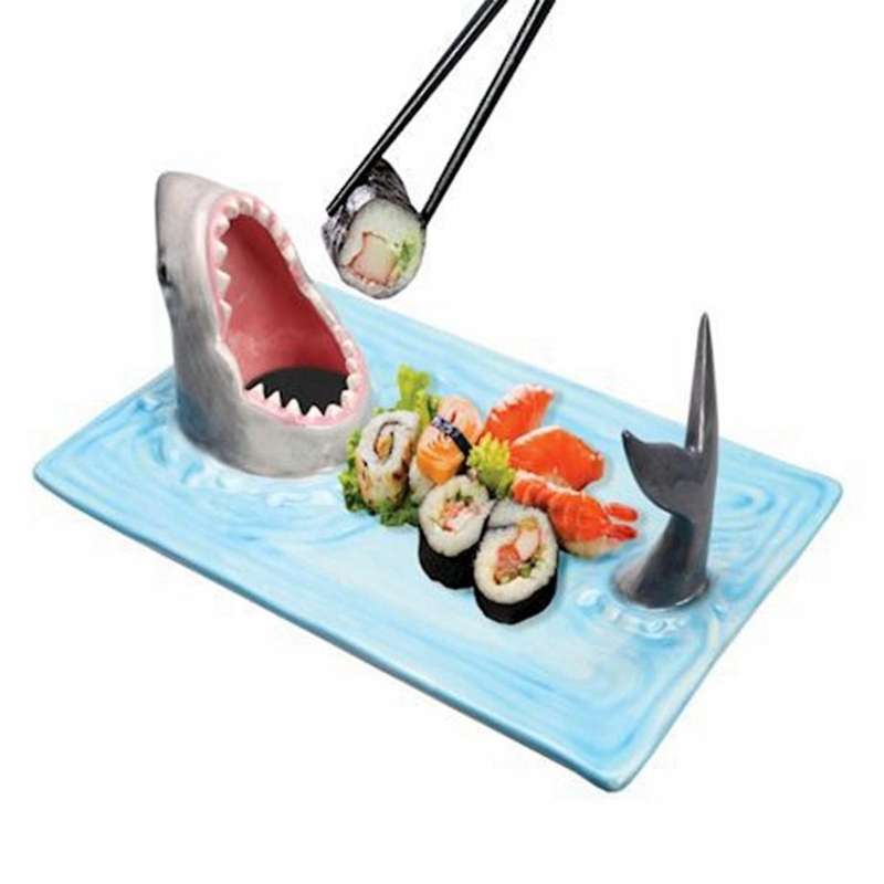 Ceramic Sushi Plate, Sharks Shape Rectangle Cheese Board Dining Table Kitchen Decoration