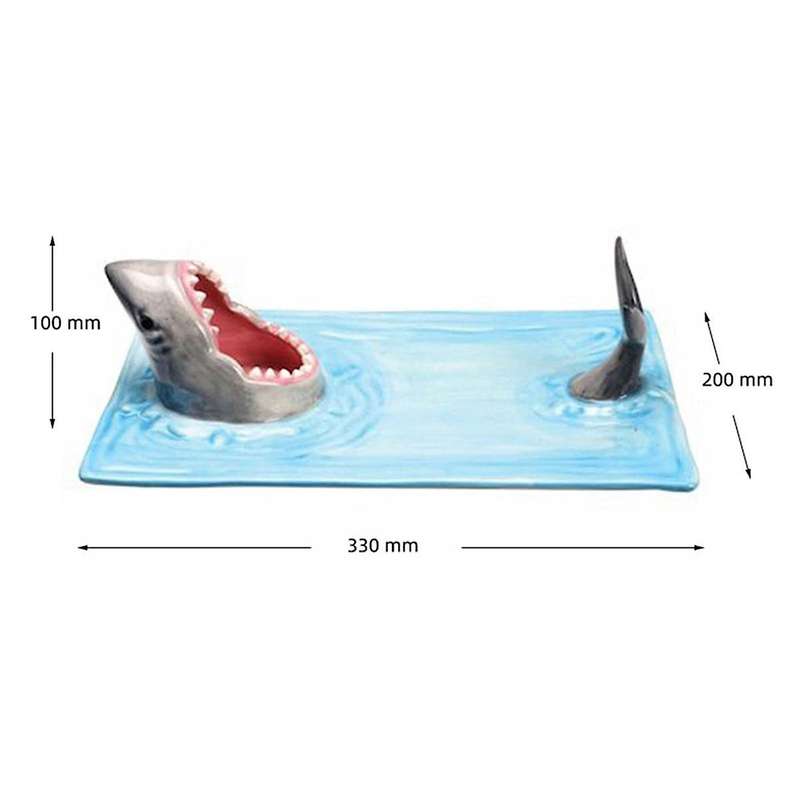 Ceramic Sushi Plate, Sharks Shape Rectangle Cheese Board Dining Table Kitchen Decoration