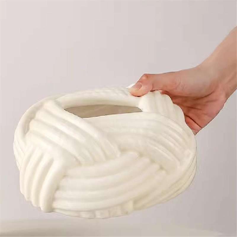 Ceramic Tissue Box Twine Grain Napkin Carton Toilet Paper Holder Napkin Dispenser Rack Stand Home De