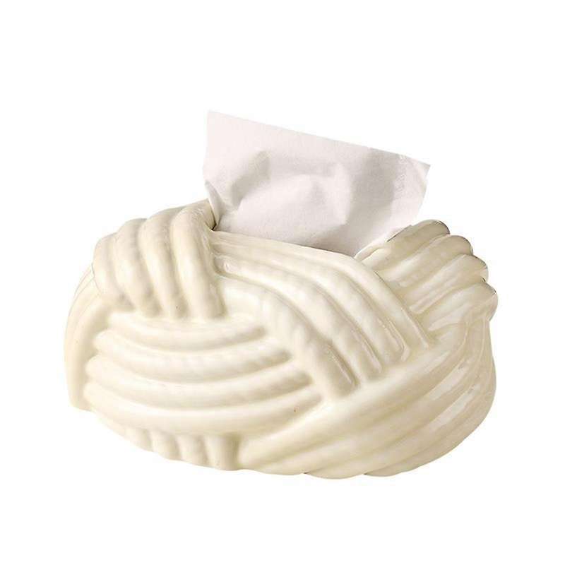 Ceramic Tissue Box Twine Grain Napkin Carton Toilet Paper Holder Napkin Dispenser Rack Stand Home De