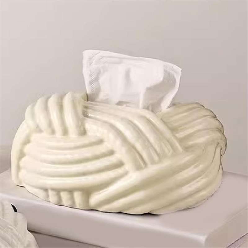 Ceramic Tissue Box Twine Grain Napkin Carton Toilet Paper Holder Napkin Dispenser Rack Stand Home De