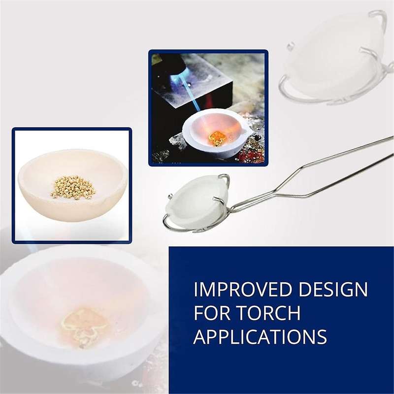 Ceramic Torch Crucible Dish Cup Set 1PC Whip Tongs Handle with 4 Pcs Melting Quartz Crucibles Meltin