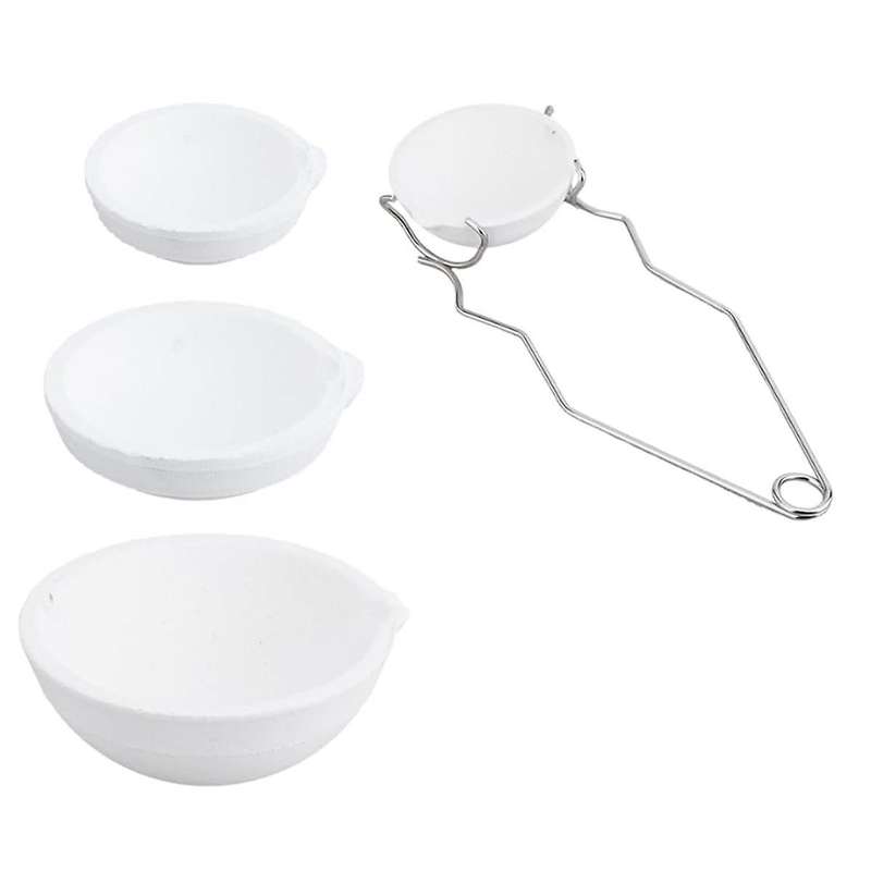 Ceramic Torch Crucible Dish Cup Set 1PC Whip Tongs Handle with 4 Pcs Melting Quartz Crucibles Meltin