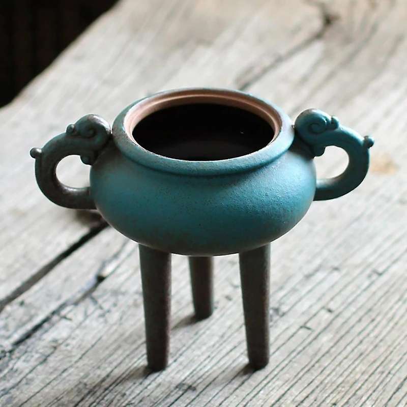 Ceramics Antique Incense Censer Tripod Sandalwood Furnace Archaize Incense Burner Censer for Office