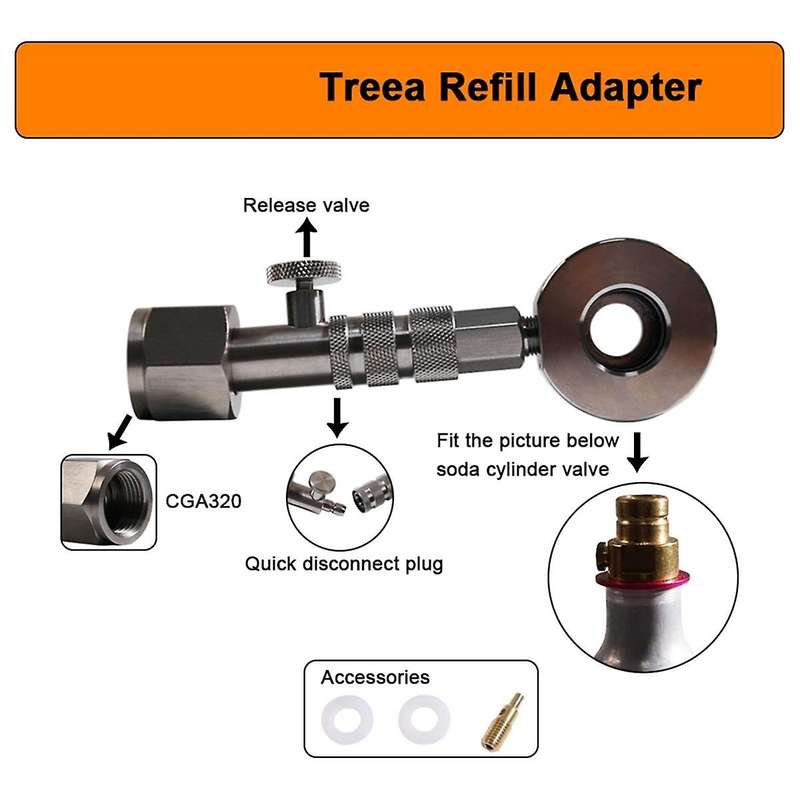 CGA320 Quick Adapter,  Exchange Carbonator Refill Quick Adapter Compatible with for DUO/TERRA/ART