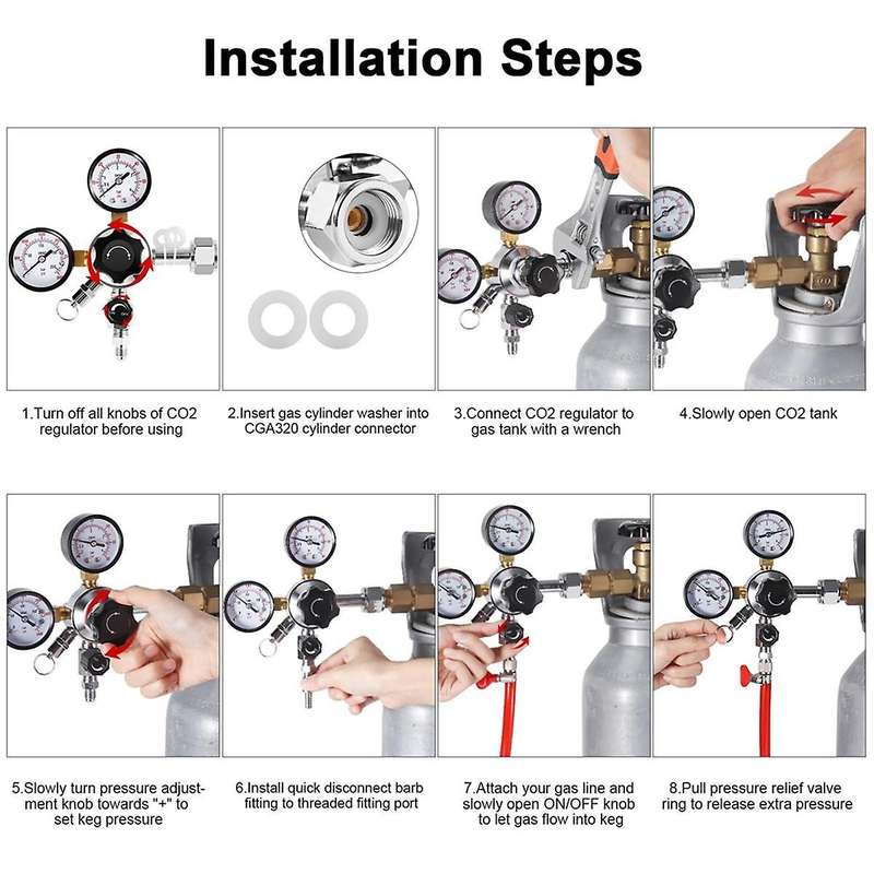 Cga-320 Regulator,dual Stage Gauge Co2 Regulator for Kegerator Pressure Regulator with 1/4inch & 5/1