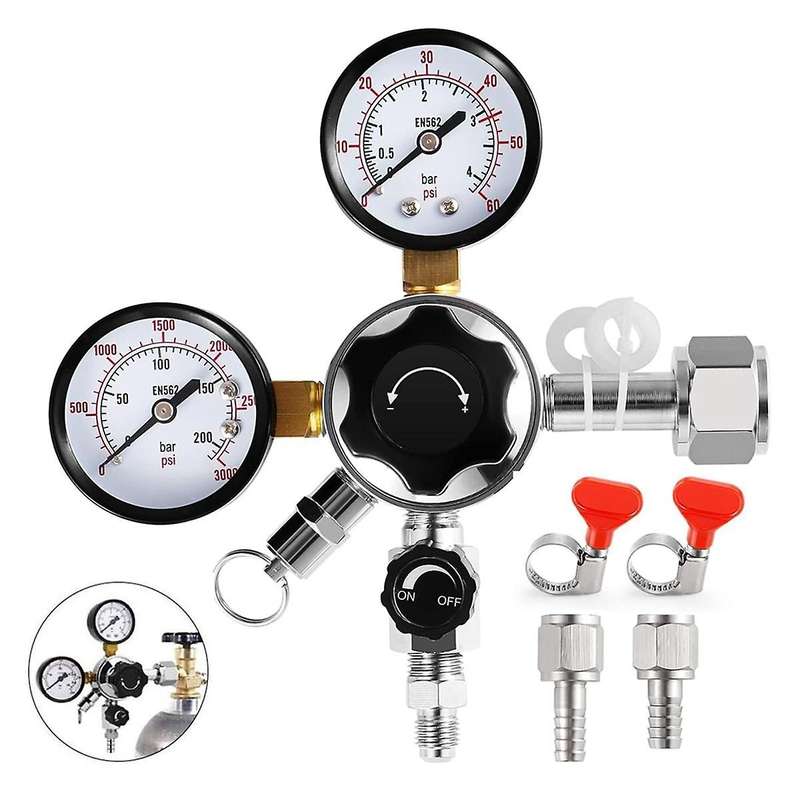 Cga-320 Regulator,dual Stage Gauge Co2 Regulator for Kegerator Pressure Regulator with 1/4inch & 5/1