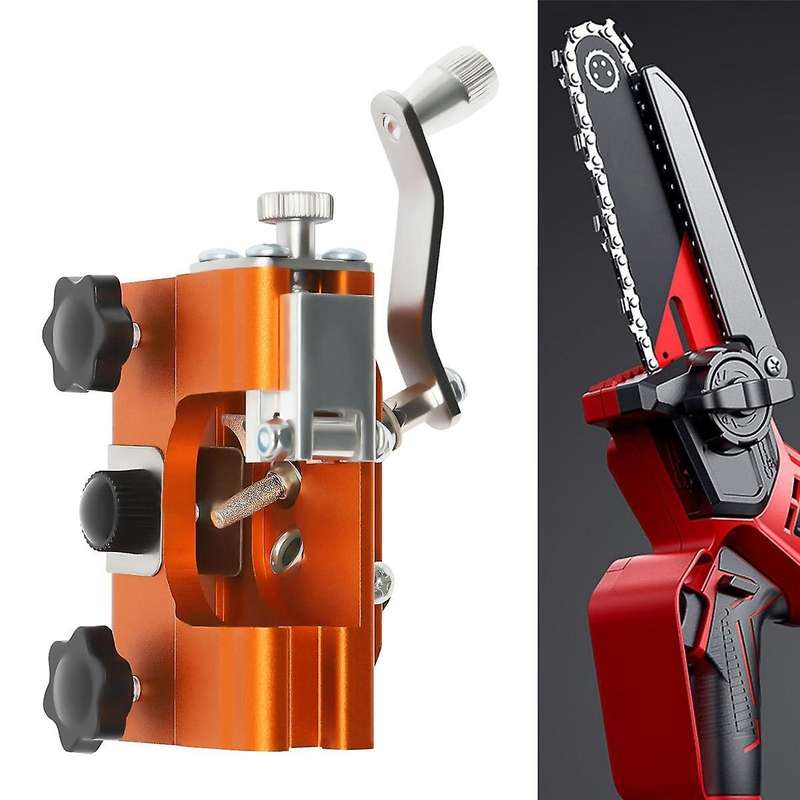 Chainsaw Sharpener Jig, Hand-cranked Chainsaw Sharpening Kit with 5 Burr for 4-22 Inch Chainsaw and