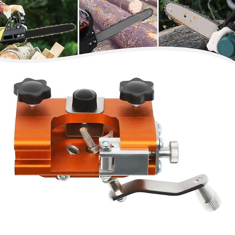 Chainsaw Sharpener Jig, Hand-cranked Chainsaw Sharpening Kit with 5 Burr for 4-22 Inch Chainsaw and