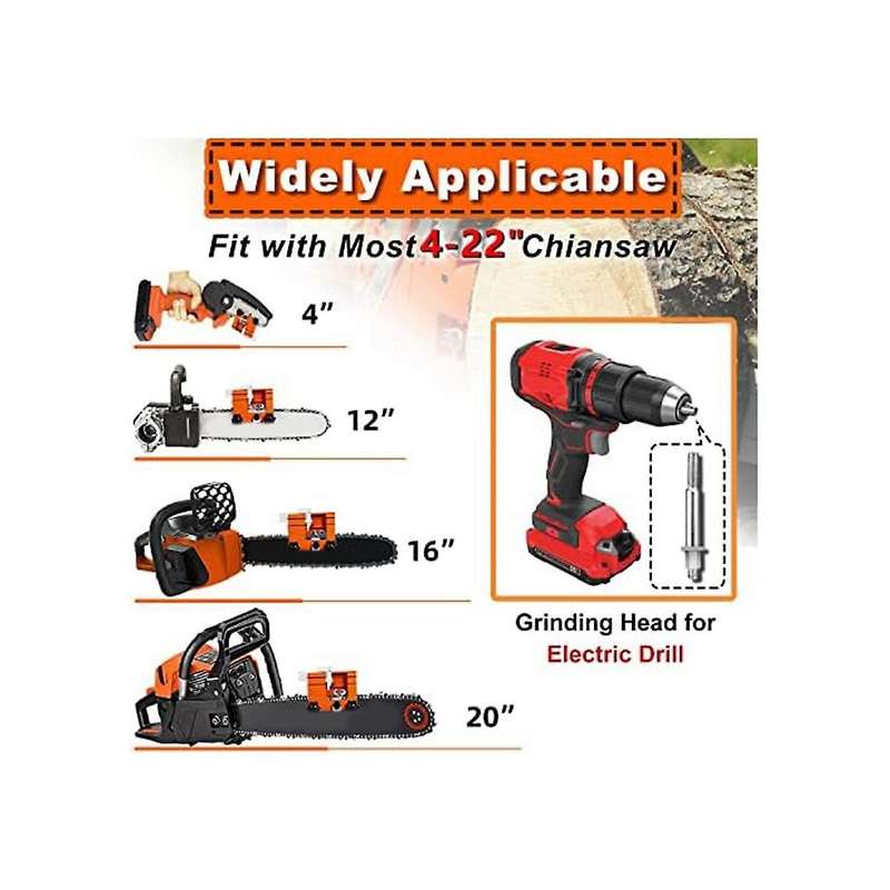 Chainsaw Sharpener Jig, Hand-cranked Chainsaw Sharpening Kit with 5 Burr for 4-22 Inch Chainsaw and