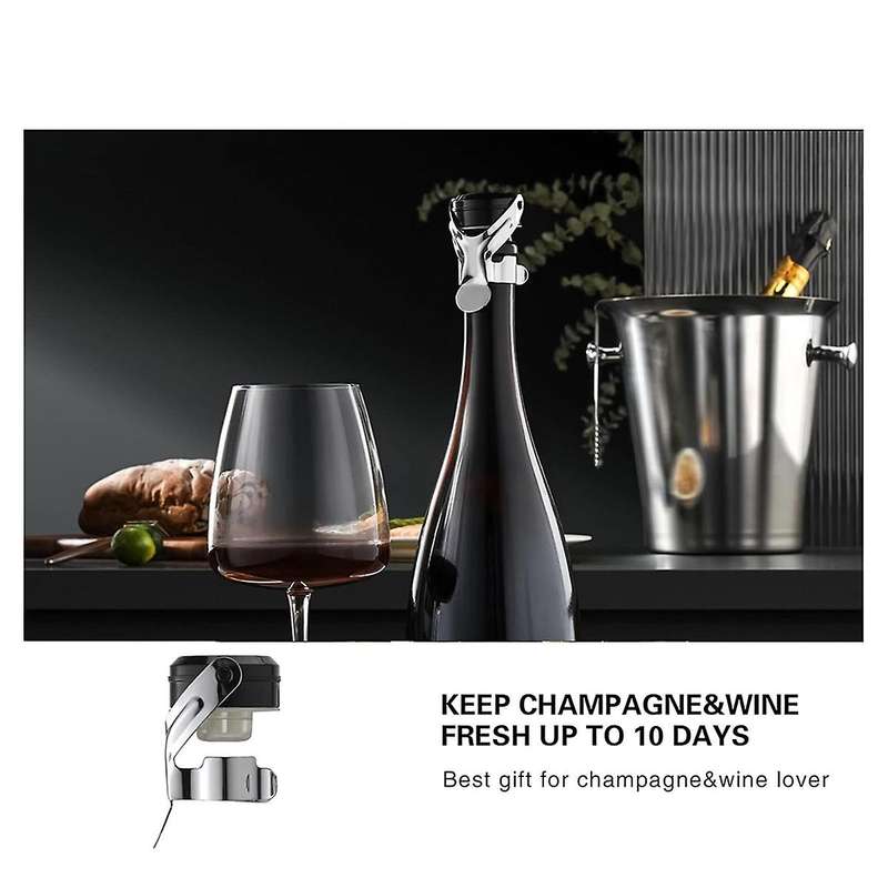 Champagne&Wine Bottle Stoppers Stainless Steel , Leak Proof Keep Reusable Saver, Cork Suitable 4 Pac