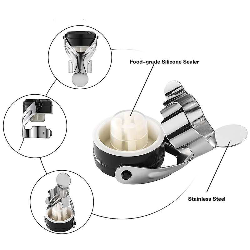 Champagne&Wine Bottle Stoppers Stainless Steel , Leak Proof Keep Reusable Saver, Cork Suitable 4 Pac