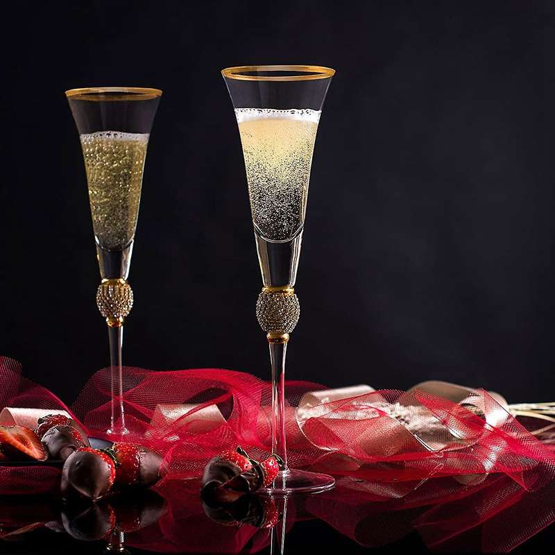 Champagne Glass 2 Piece Set of Elegant Glass Goblets
