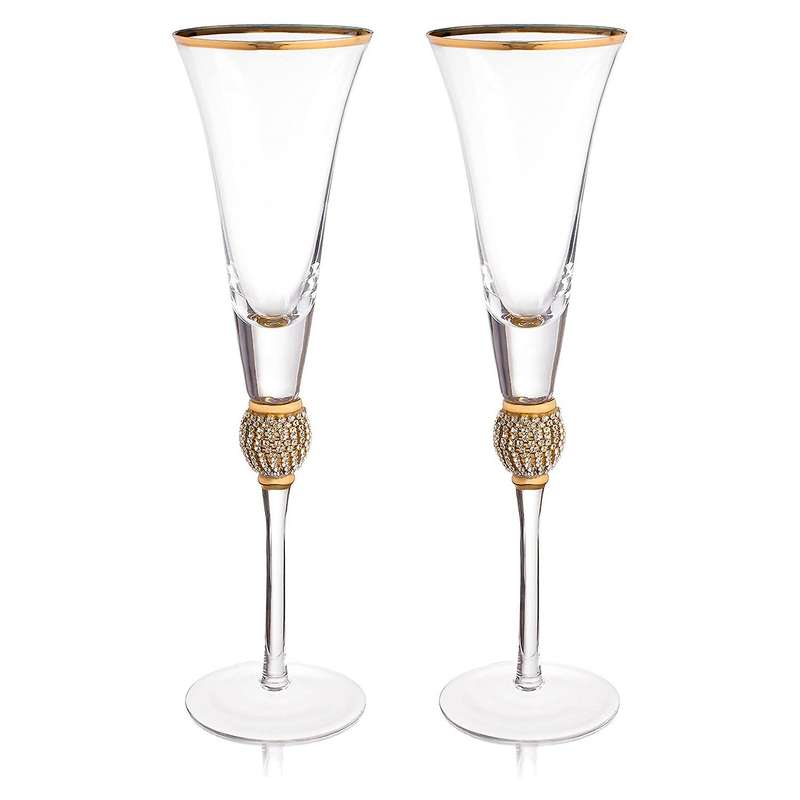 Champagne Glass 2 Piece Set of Elegant Glass Goblets