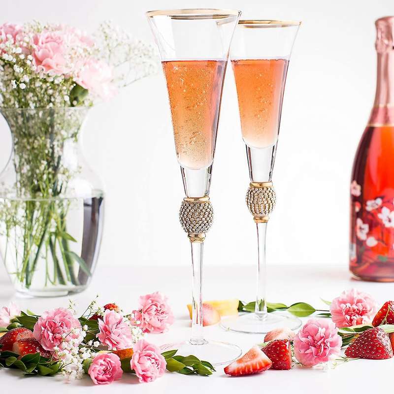 Champagne Glass 2 Piece Set of Elegant Glass Goblets