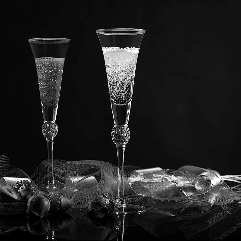 Champagne Glass 2 Piece Set of Elegant Glass Goblets