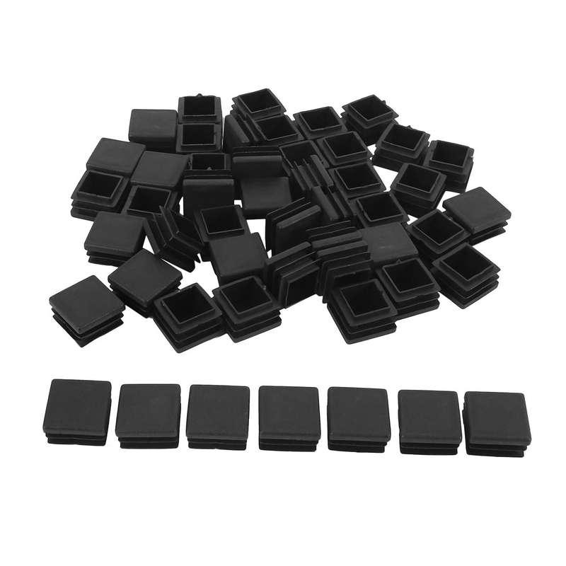 Chair Leg Plastic Blanking End Cap Tube Insert Black 20mmx20mm 50pcs
