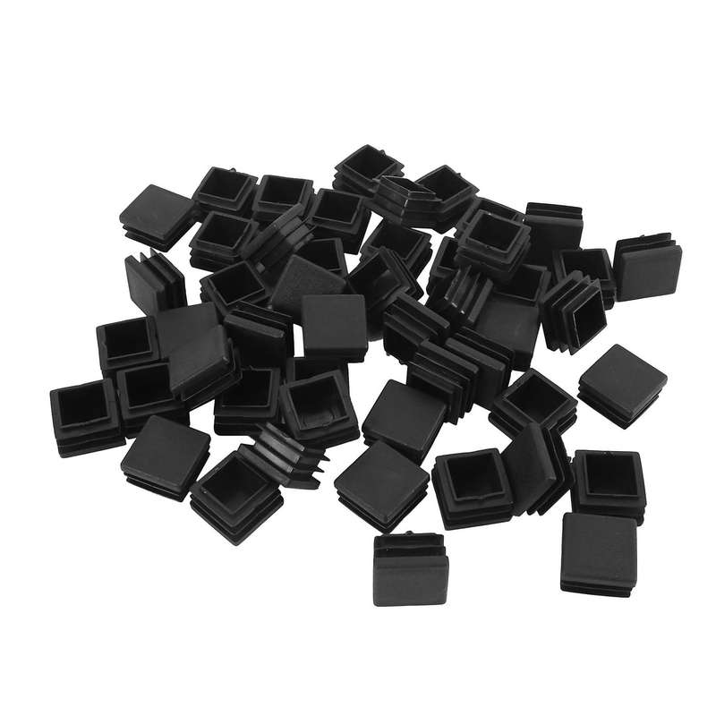 Chair Leg Plastic Blanking End Cap Tube Insert Black 20mmx20mm 50pcs