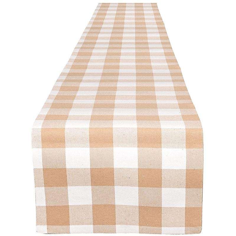 Check Table Runner - (14 x 72 Inch),Beige Perfect for Table Decor, Gift Decor, Wedding Party, Restau