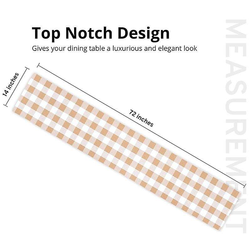 Check Table Runner - (14 x 72 Inch),Beige Perfect for Table Decor, Gift Decor, Wedding Party, Restau