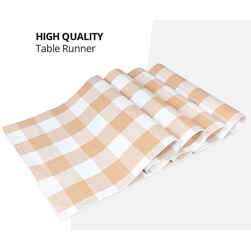 Check Table Runner - (14 x 72 Inch),Beige Perfect for Table Decor, Gift Decor, Wedding Party, Restau