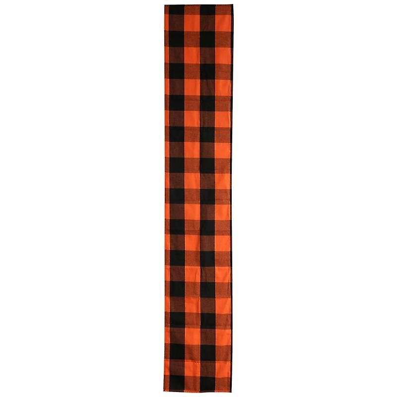 Check 13X70Inch Black and Orange Table Runner,Dinner Table Runners for Party Christmas Events Home D