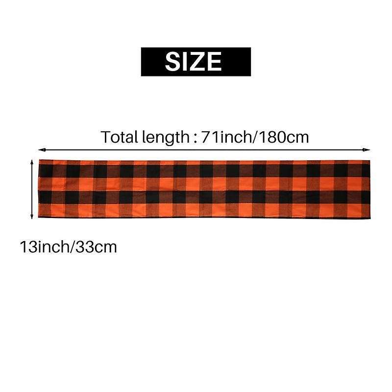 Check 13X70Inch Black and Orange Table Runner,Dinner Table Runners for Party Christmas Events Home D