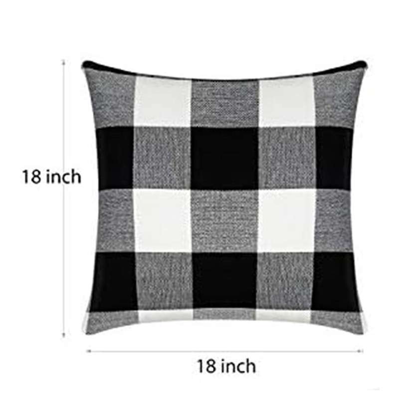 Check Throw Pillow Covers Farmhouse Outdoor- Square Pillow Cushion Case Black-and White Linen