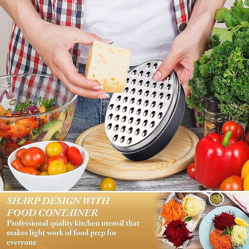 Cheese Grater with Container, for Kitchen with 2 Sizes, Vegetable Grinder, Ginger Shredder, Chocola