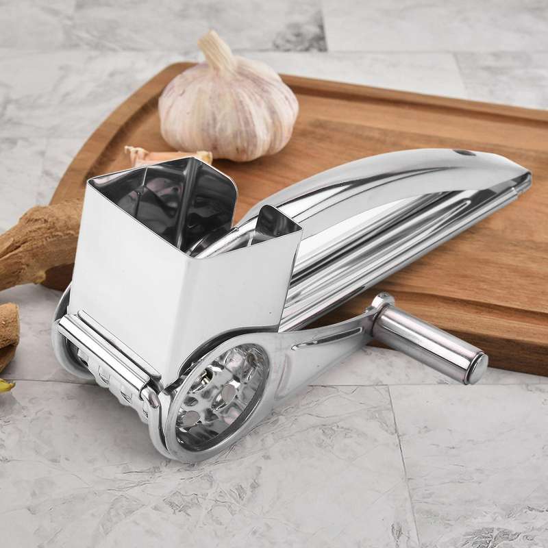 Cheese Grater Vegetable Slicer Shredder and Grinder with 4 Interchangeable Stainless Steel Grums