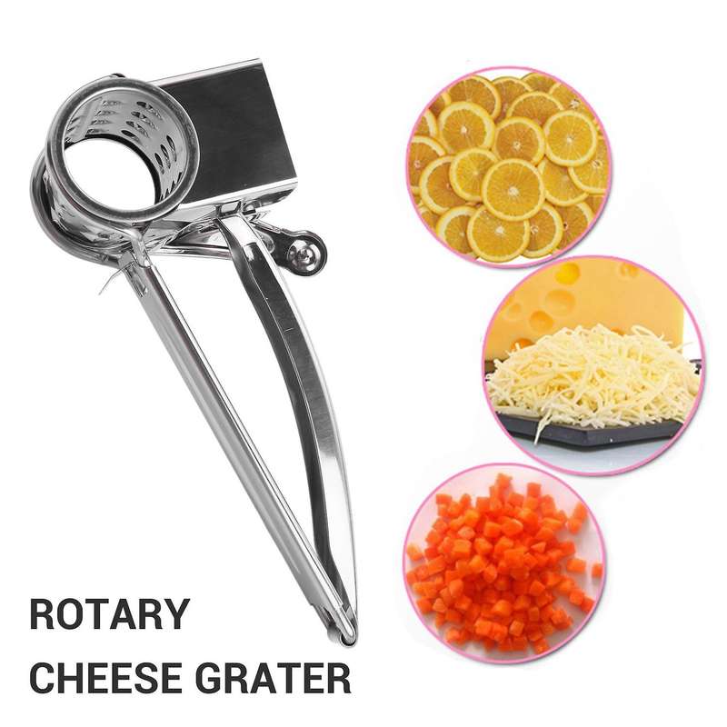 Cheese Grater Vegetable Slicer Shredder and Grinder with 4 Interchangeable Stainless Steel Grums